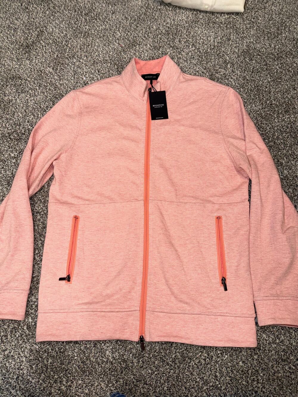 Bugatchi Men’s Full Zip Jacket Medium Salmon Pink NWT $199
